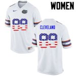 Women's Florida Gators #89 Tyrie Cleveland NCAA Nike White USA Flag Fashion Authentic Stitched College Football Jersey PGO8462CP